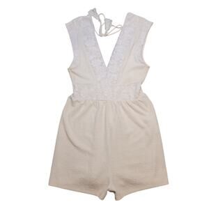 Zara Lace Backless Romper Ivory Sleeveless NWT Small